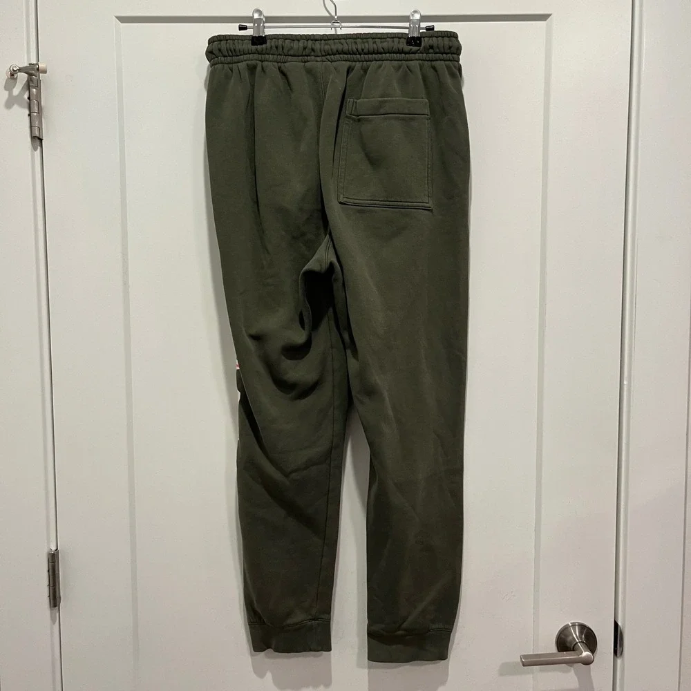 Jordan Mens Fleece Jogger Sweatpants Olive Green Graphic Jumpman Size L
